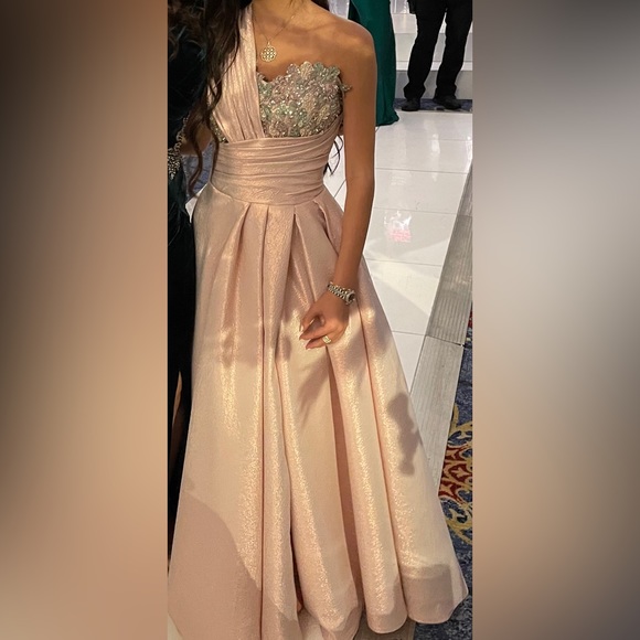 Sara Badr dress, shimmer pink dress with sage green and lavender beading in xs. - Picture 5 of 5